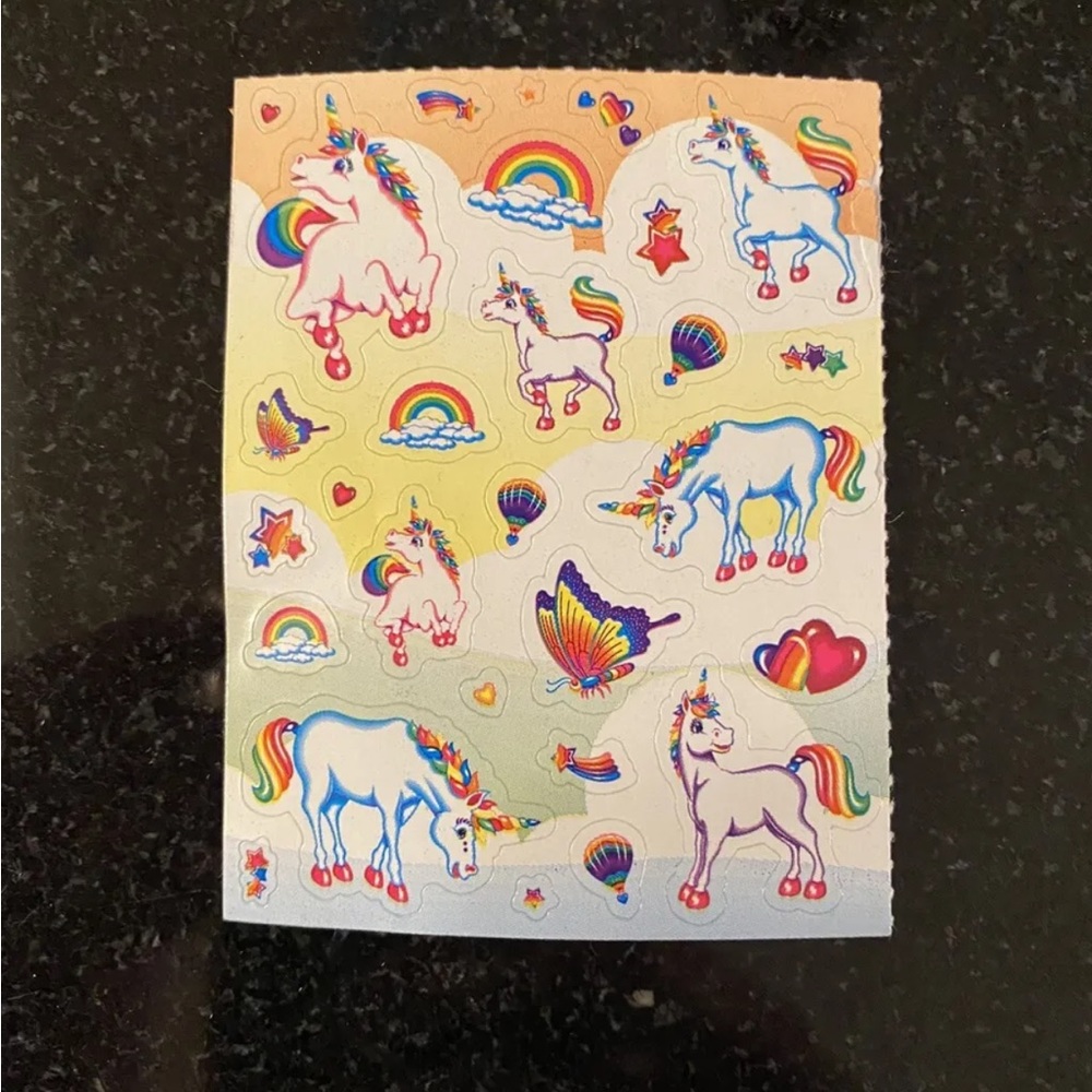 lisa frank 90s vintage Markie unicorn stickers 1/4 Sheet